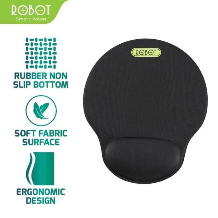 ROBOT Mousepad RP02 Anti-slip with Ergonomic Wrist Rest Design Mousepad Black Garansi Original Resmi