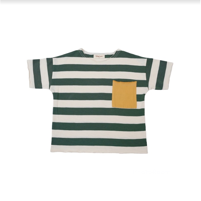 Soleram STRIPY Pocket Tee - Atasan Anak Cewe Cowo Kaos Lengan Pendek Garis Garis Stripe