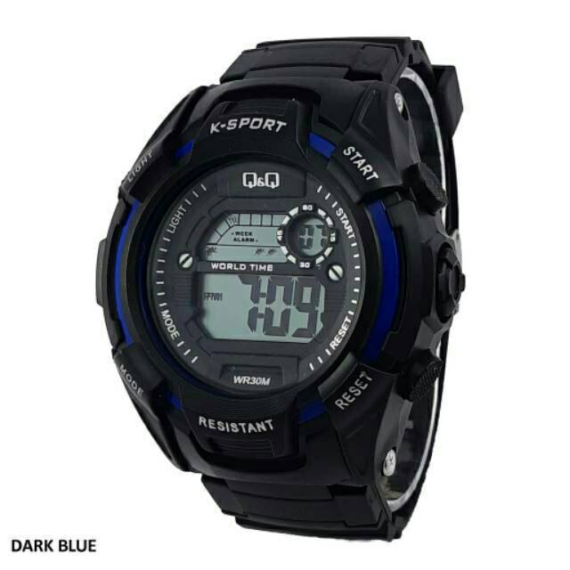 Jam Tangan Pria Sporty Q&amp;Q Digital Strap Rubber QQ004