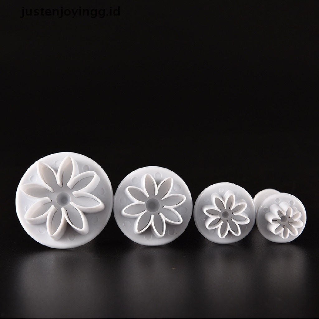 // justenjoyingg.id // 4X Cake Fondant Sugarcraft Decor Cookie Mould Mold Plunger Daisy Flower Cutter ~