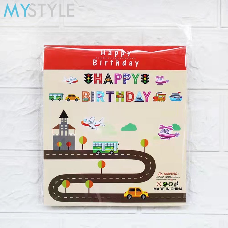 HAPPY TIME BANNER TRAFFIC LIGHTS TRANSPORTASI MOBIL PESAWAT KAPAL KERETA LAMPU MERAH DEKORASI ULANG TAHUN TULISAN HAPPY BIRTHDAY