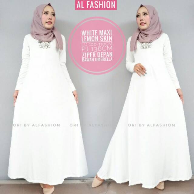 Gamis maxy dress putih polos
