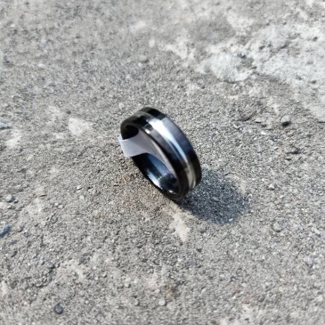 Cincin couple Hitam Titanium Stainless steel list dalam anti karat selamanya Fashion Ring