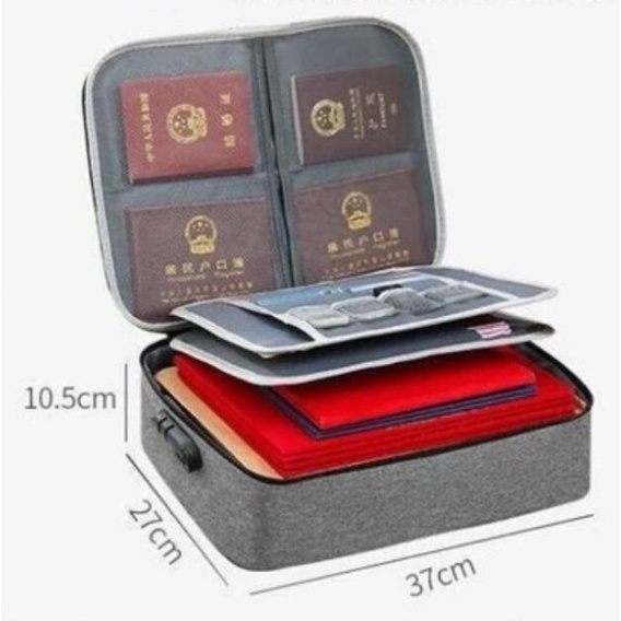 Tas Dokumen Tas Travel Dokumen Document Storage Box dengan Password  / Document Keeper / Document Storage Bag / Tas Dokumen Penting