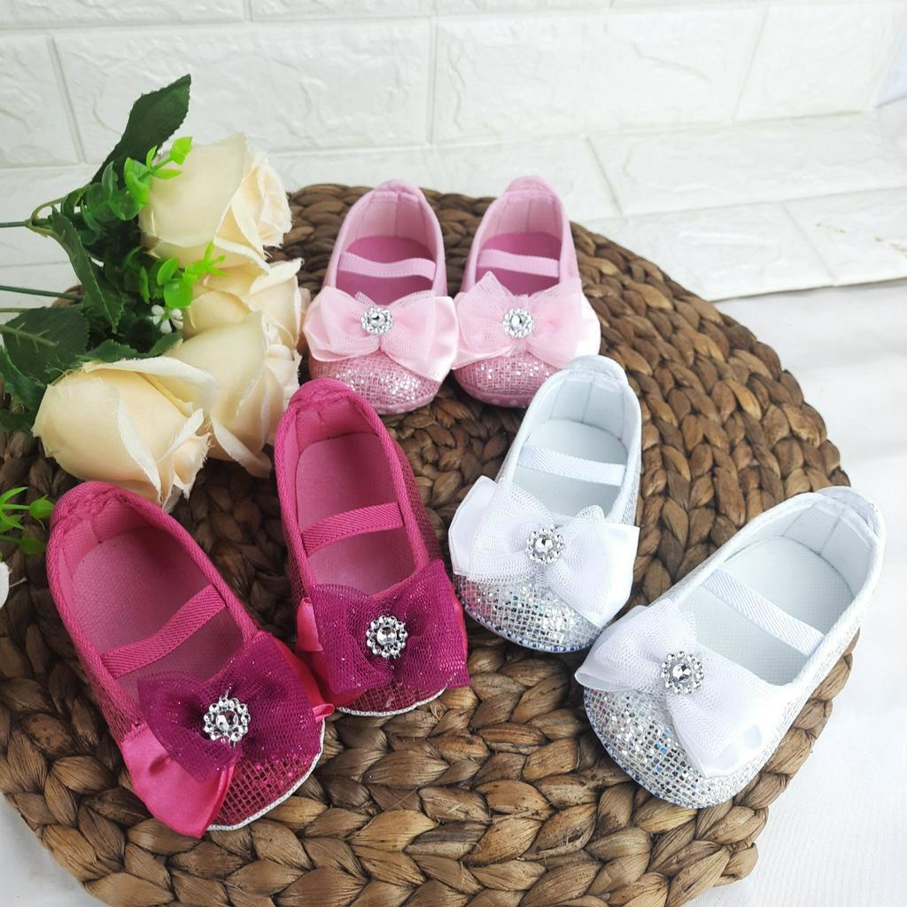 [TAMAN SEPATUKU] SEPATU TRENDY MURAH PREWALKER ANAK PEREMPUAN 0-12 BULAN GEL MANIK MOTIF BLING-BLING FPX05