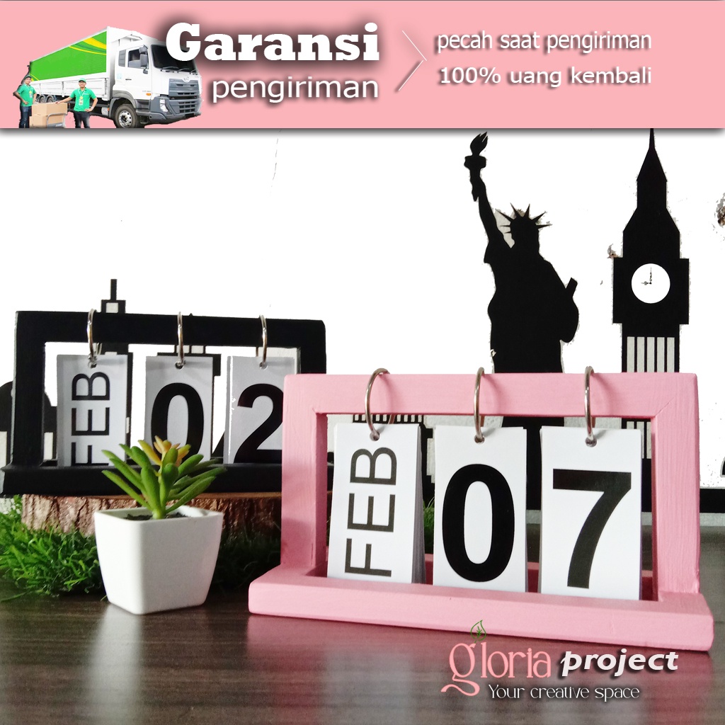 

Countdown ornamen kalender kecil Kreatif kayu diy flip kalender kalender meja terlaris
