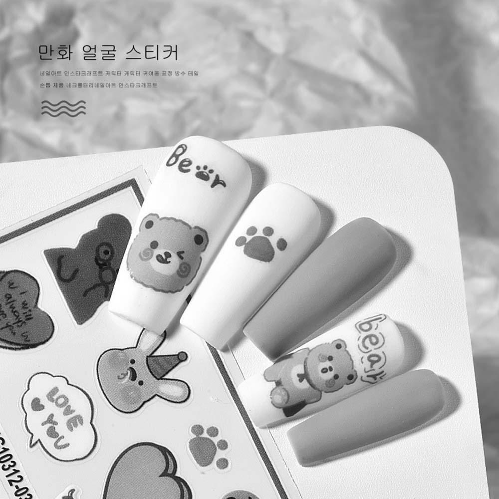 AUGUSTINA Agustina Stiker Nail Art 3D Cute Sliders Love Gadis Kecil Manicure Aksesoris