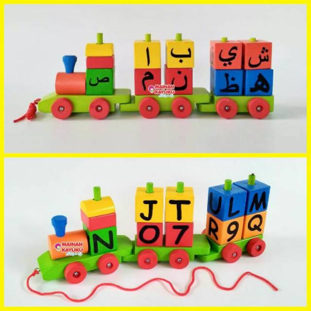Kereta Hijaiyah Kereta Alfabet Mainan Kayu Sidoarjo Surabaya Gresik Malang Pasuruan Bekasi Jakarta