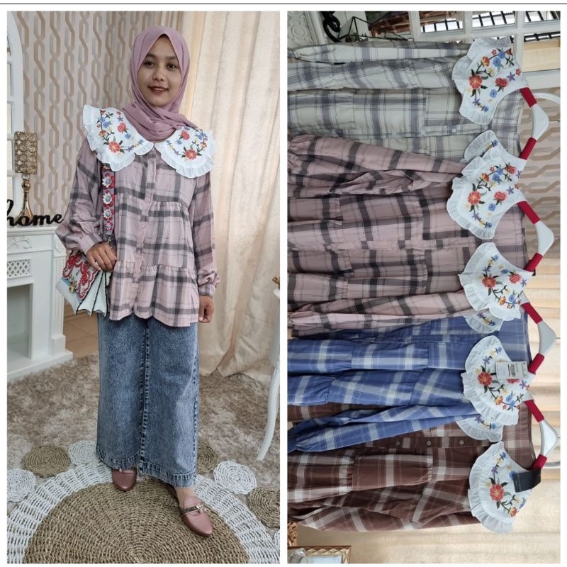 Atasan kotak kerah bordir original by meijiewang