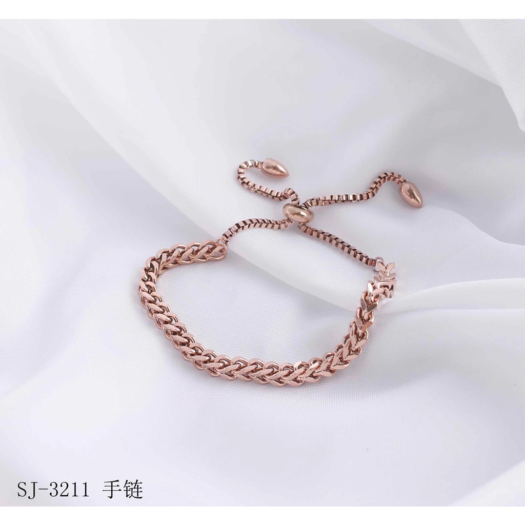 Gelang Titanium Rantai Polos Perhiasan Fashion 3211