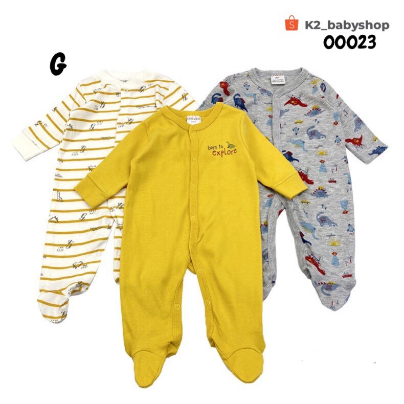 BABY K2 - BABY SLEEPSUIT MOTIF DINO MEREK LITTLEDUCK 1 PACK ISI 3 PCS KODE 00023