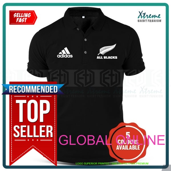 ⭐️⭐️⭐️⭐️⭐️POLO LOGO SABLON Polo T Shirt  Design Adi All Black Rugby Baju Lelaki   Cotton Popular Spo