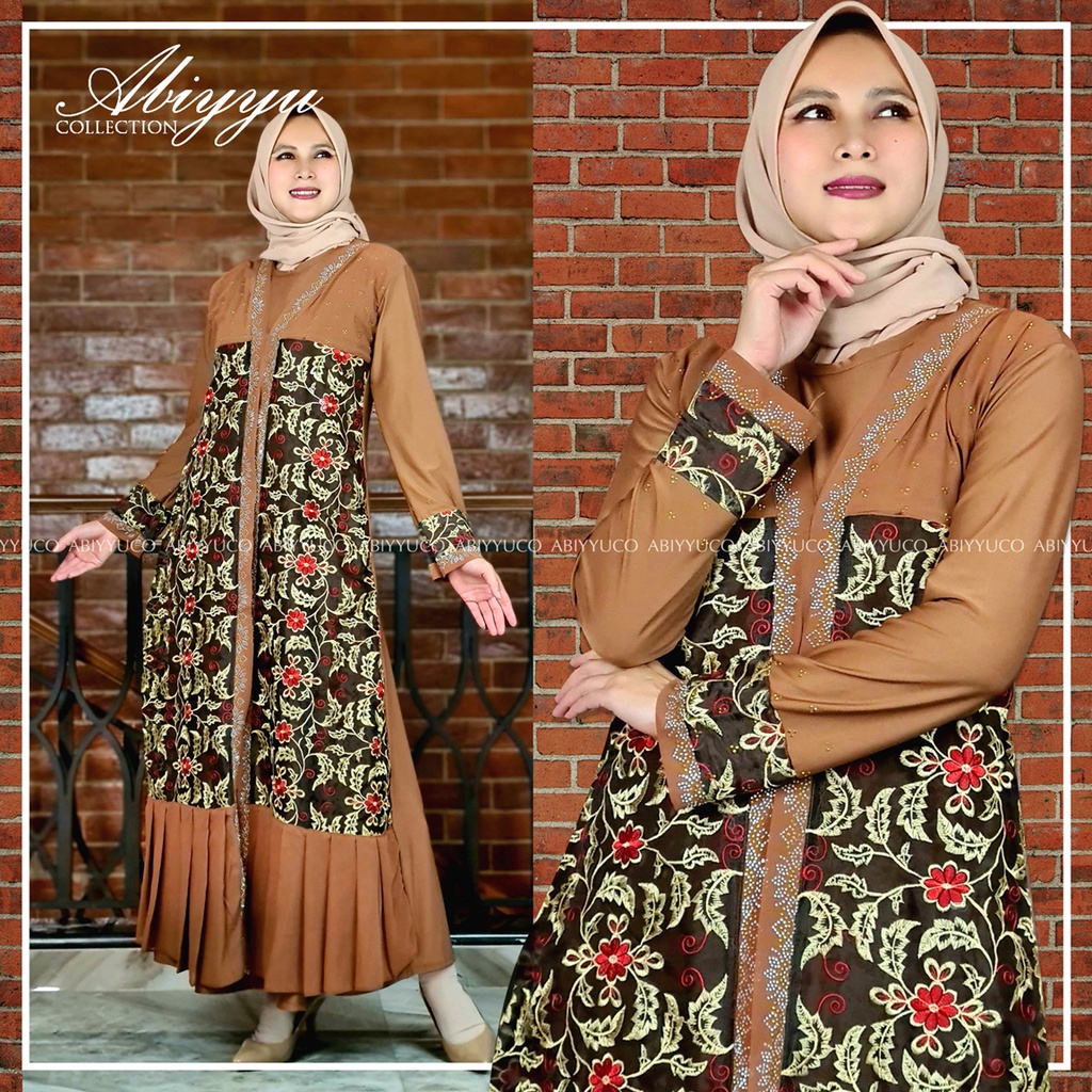 Abiyyuco TA9008 | Abaya Turkey Mewah Hitam dan Warna / Abaya Turki,  Bahan Jersey dan Ceruty,  Bordir Renda dan Mote Swarovsky | TA9008