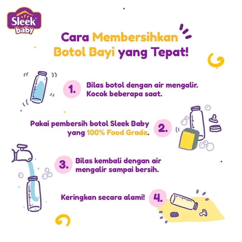 Sleek Baby Bottle Nipple Cleanser 150ml Sabun Cuci Botol Perlengkapan Bayi Traveling Size