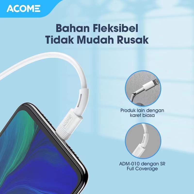 Acome Data Cable Micro-USB Fast Charging 2.4A 100cm Garansi Resmi 1 Tahun ADM