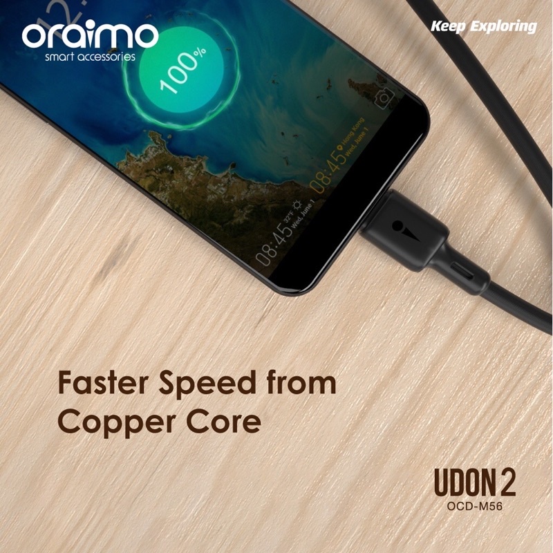 Oraimo OCD-M56 Kabel Data Micro USB 2 meter Android Data Cable Fast Charging - Garansi Resmi 1 Tahun