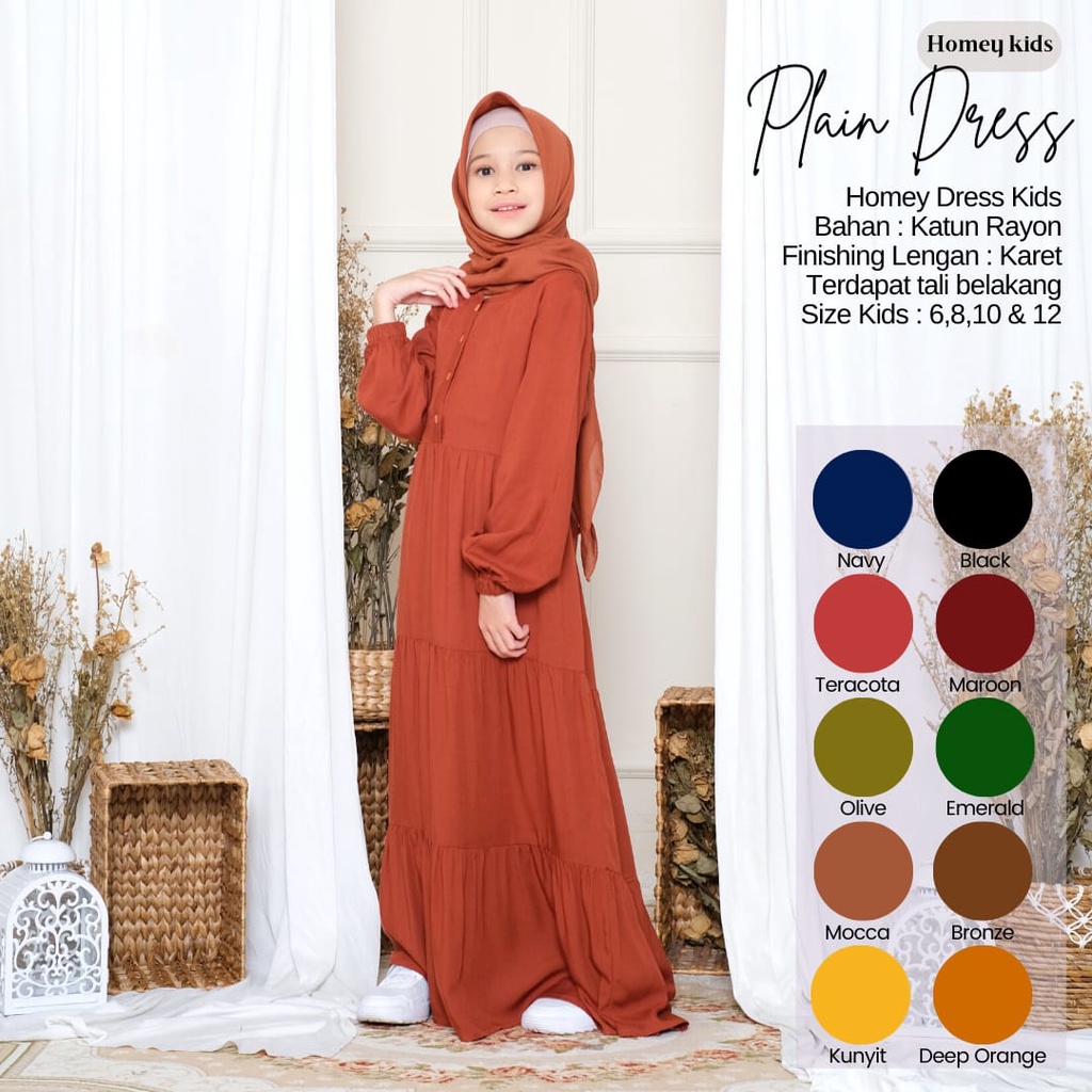 BeautyOne - Gamis Anak Polos Homey Anak Plain Usia 4-12thn Termurah Bahan Katun Rayon Premium Nyaman Dipakai | Bisa Cod