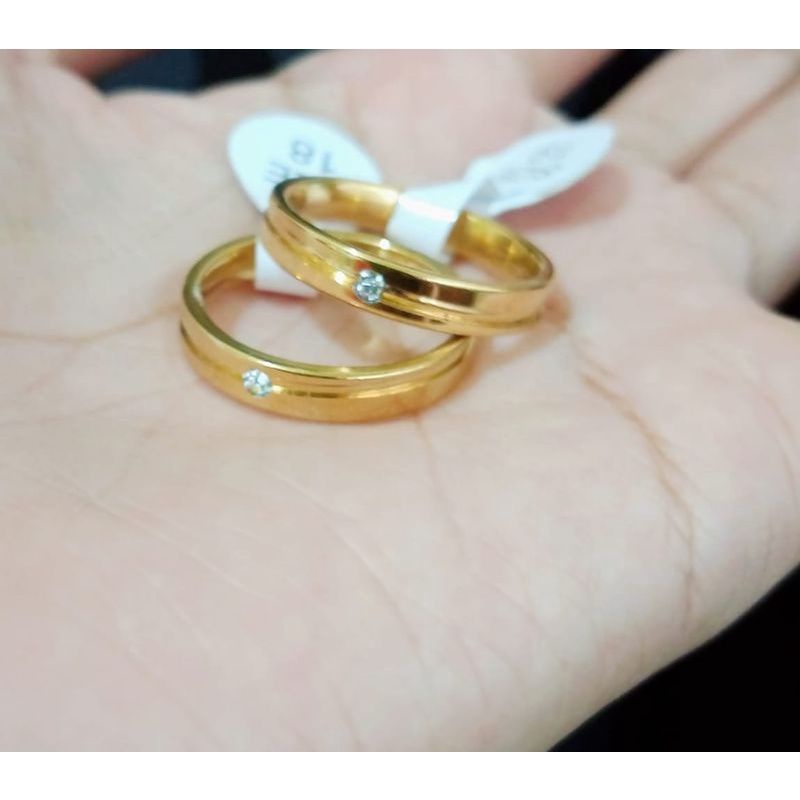 4s Grosir Solo || Cincin couple tunangan/nikahan gold Anti Karat Pria/Wanita (Siap Kirim)