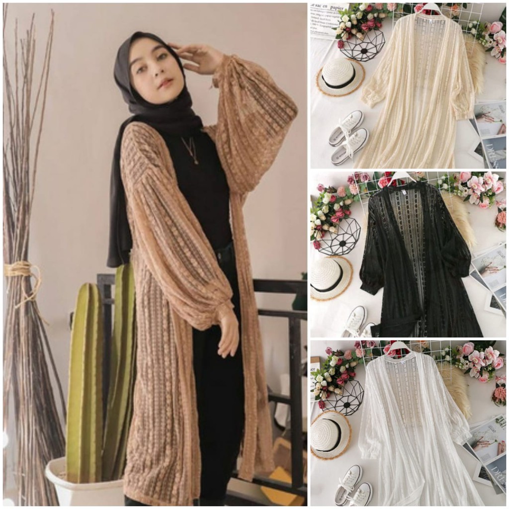 Jasmine Long Outer Cardigan Lace Import busana pantai [911]