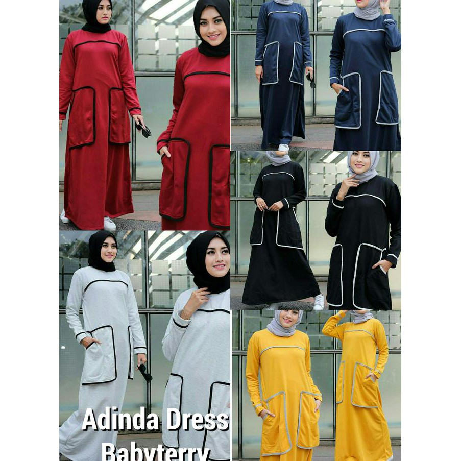 Baju Hangat / Gamis Casual / Dreas Hitam / Grosir Hijab : Adinda Dress - Hijab - Mdni