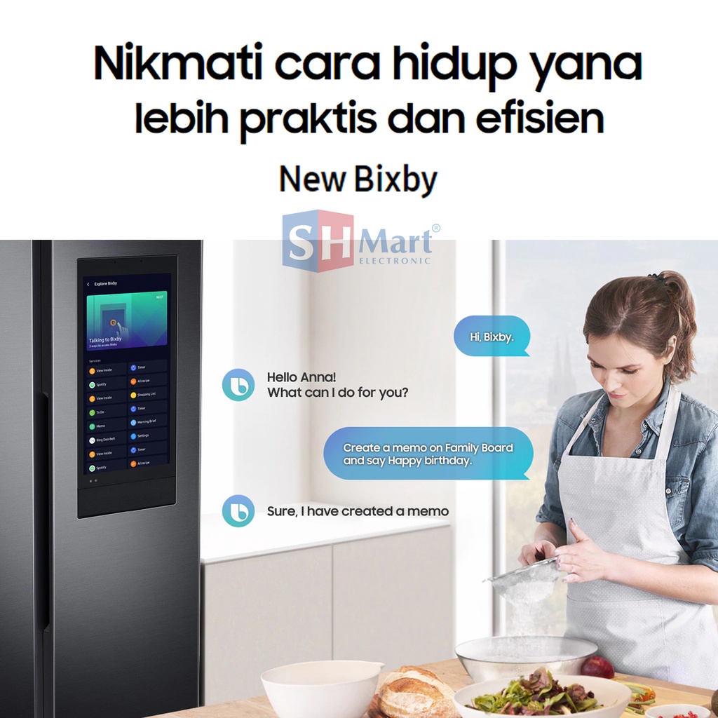 KULKAS SIDE BY SIDE SAMSUNG RS62T5F01B4 RS62T KAPASITAS 682 LITER WITH FAMILY BOARD GARANSI RESMI (MEDAN)