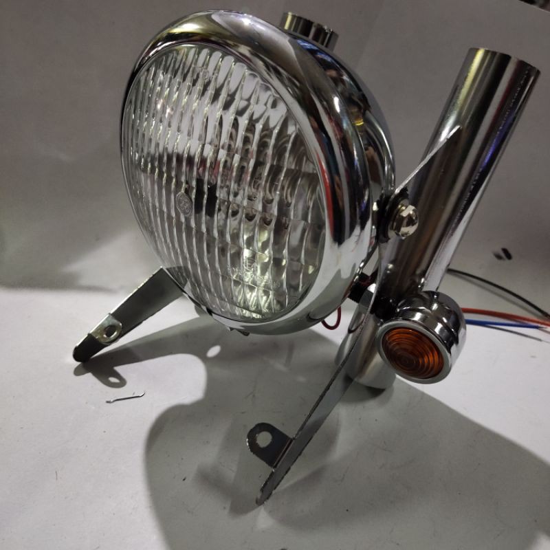 Lampu pesek mini Crome plus breket longsong plus sen variasi RX king cb Tiger Megapro Vixion dll