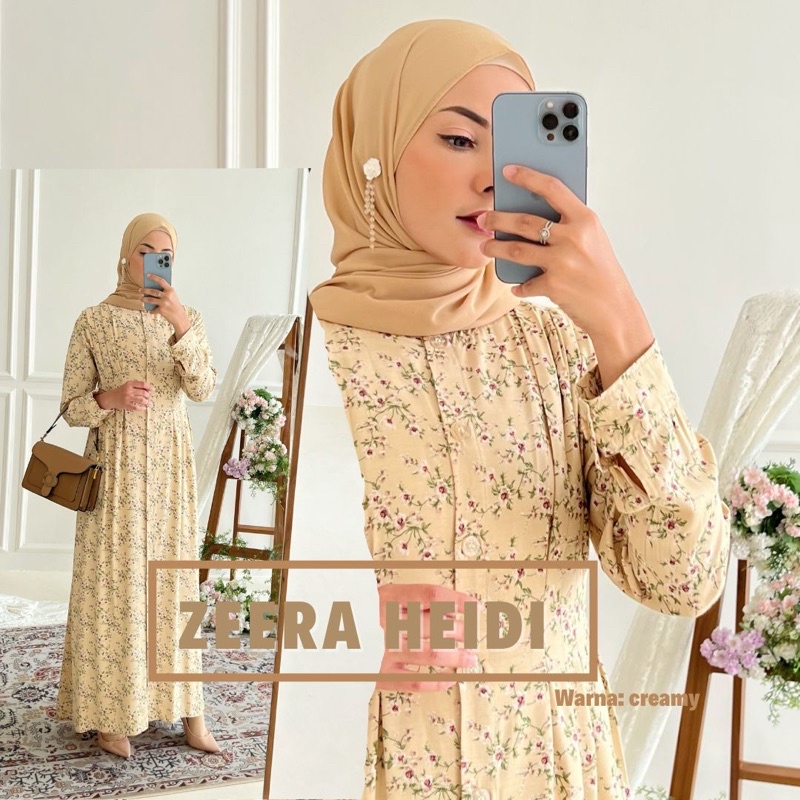 Daster Arab Zeera HEIDI Maxi Dress Gamis Rayon Motif Terkini