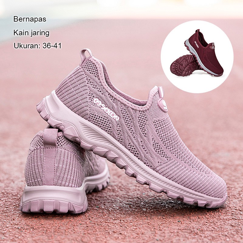 FOKU Sepatu Sneakers Santai Wanita Lembut Sepatu Olahraga Terbaru