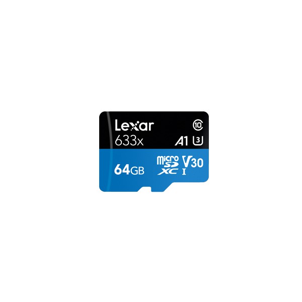 Micro SD / MicroSD 64GB LEXAR HIGH-PERFORMANCE 633x Class 10, Al, UHS-I V30, up to 95MB/s read