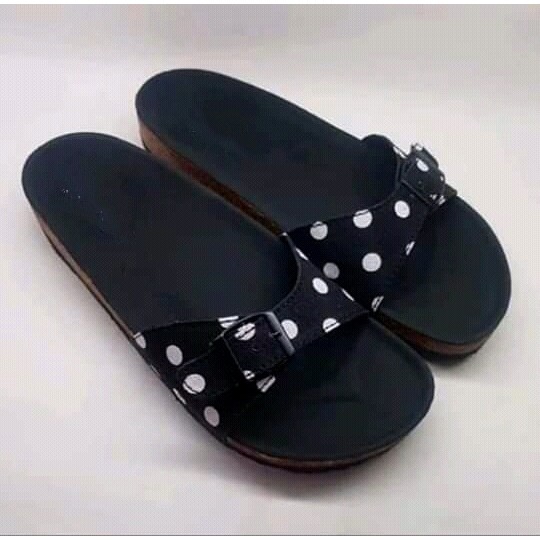 SANDAL FLAT SHOES TOTOL POLKA CASUAL WANITA CEWEK PEREMPUAN UKURAN BIG SIZE BESAR 41 42 43 44