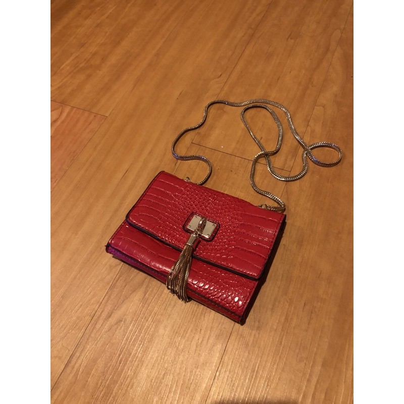 aldo red chain bag