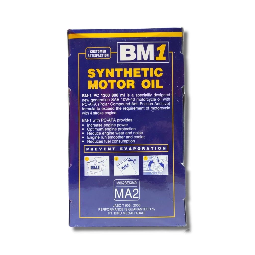 OLI MOTOR BM1 SYNTHETIC 4T PC-1300 800ML 10W-40 SL ASLI BEBEK SPORT