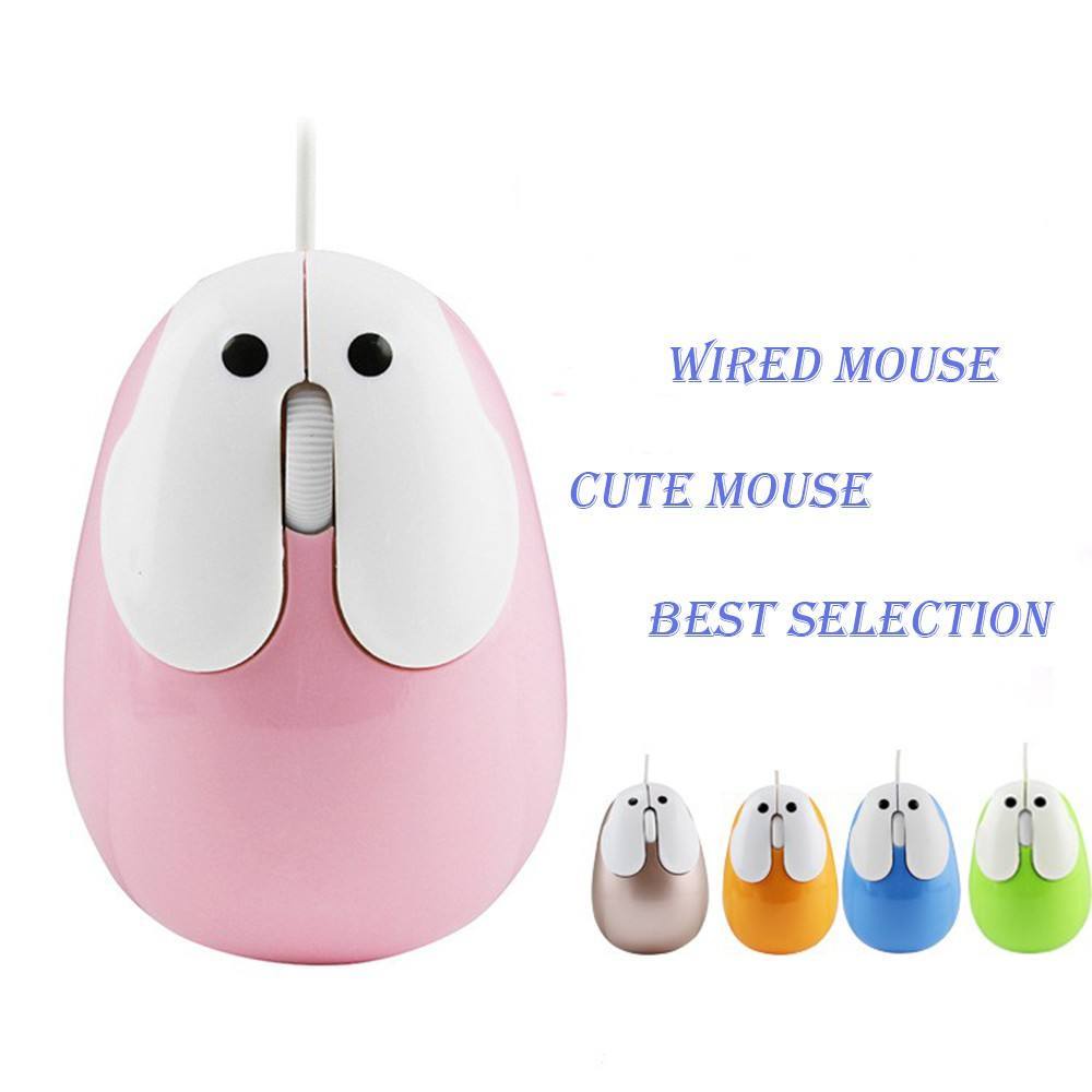 Mouse Gaming 1600dpi Bentuk Kelinci Lucu Dengan Kabel USB Untuk Pc / Laptop