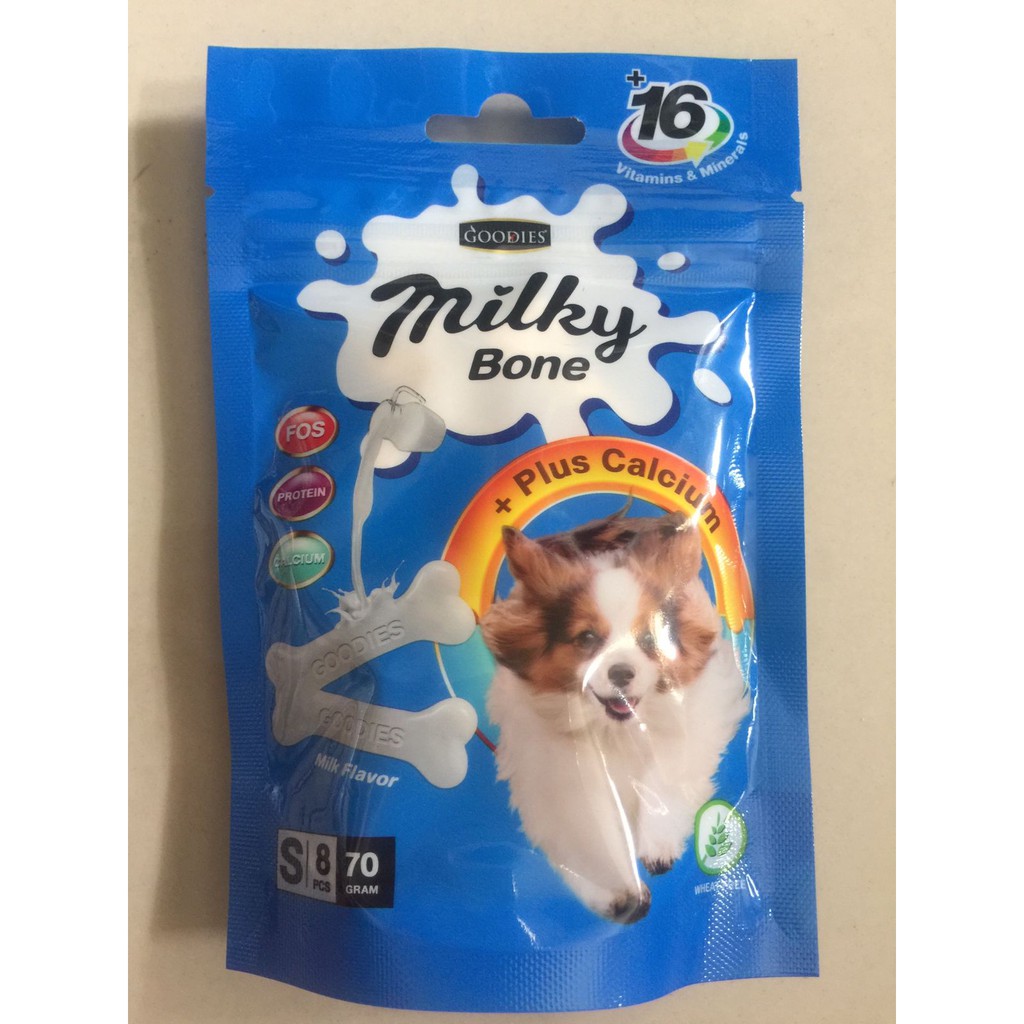 Dental Goodies Calcium Milky Bone 8pcs Size Small Cemilan Gigitan Anjing