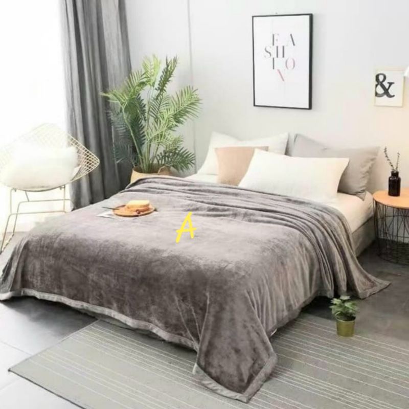 selimut bulu polos 150x200cm - abu-1