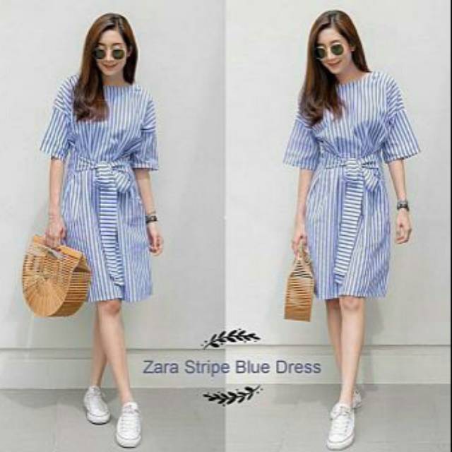 Egogo_shop dress Zara stripe blue