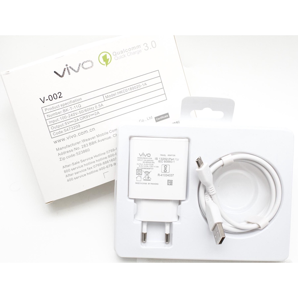 Charger Vivo 002 Qualqomm Quick Charge 3.0 Micro V8 Travel Charger