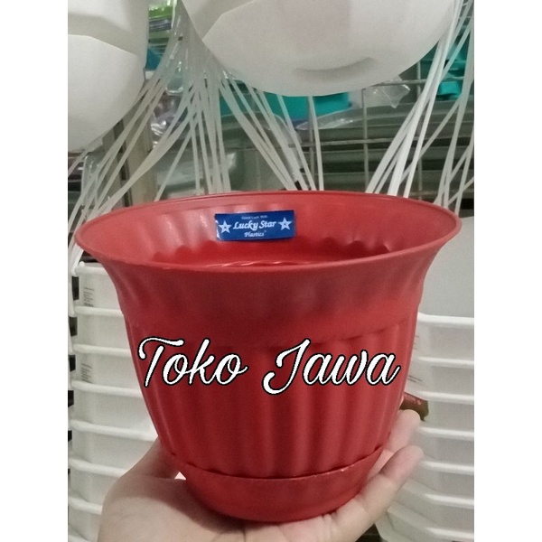 Pot Bunga Murah Uk 20,5cm Model Belimbing | Pot Tanaman Plastik WR Coklat