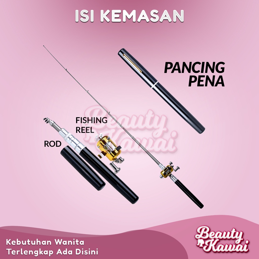 Alat Pancingan  Pulpen Set Lengkap Reel Joran Fishing Rod Pen Simple