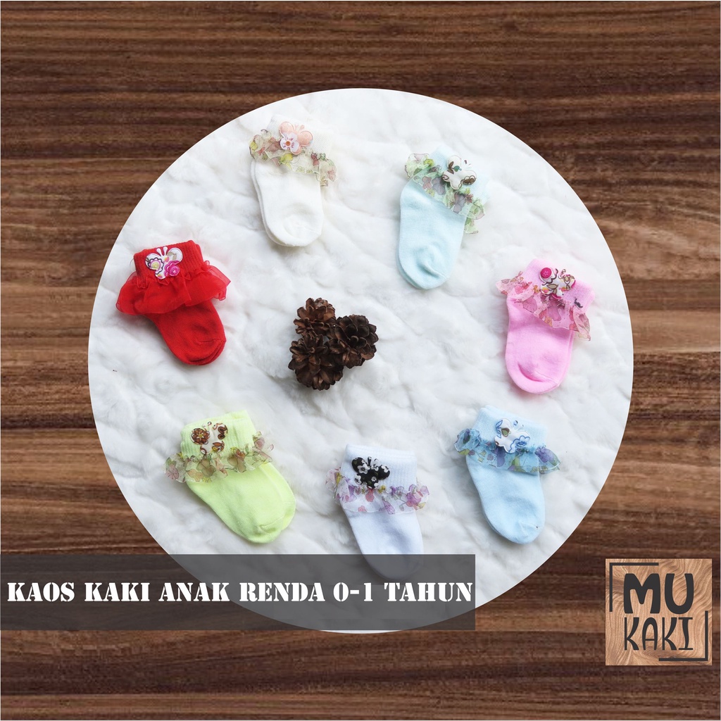 Kaos Kaki Bayi Perempuan Polos Renda 0 -2 Tahun