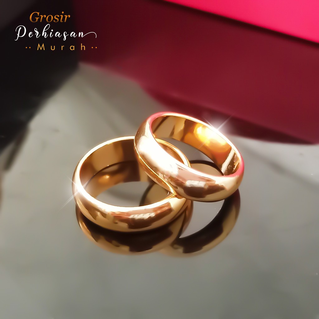 TERLARIS Cincin Couple Titanium ANTI KARAT SELAMANYA harga PROMO Free Box Cincin (BISA COD)