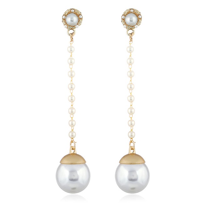 LRC Anting Tusuk Fashion Gold Pearl Earrings F33201