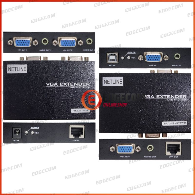 VGA EXTENDER Via UTP Cat5e/6 100 Meter with Audio NETLINE