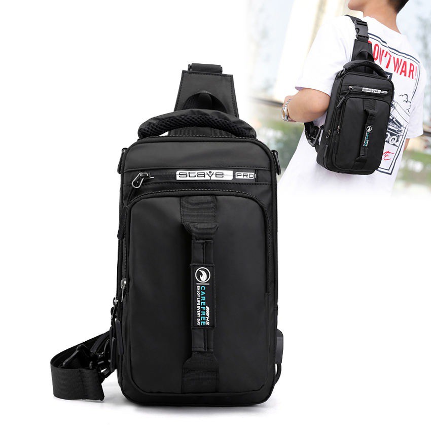 ORIGINAL HAOSHUAI Tas Selempang Waistbag Slingbag Tas Multifungsi - Hitam