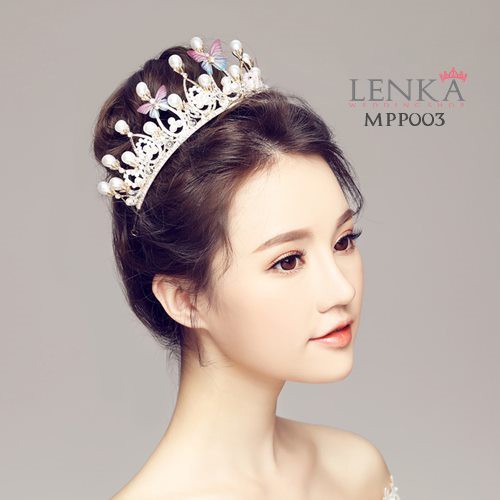 [BISA COD] MAHKOTA PENGANTIN PESTA BRIDAL CROWN TIARA MUTIARA PUTIH MPP003