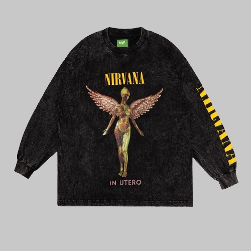 OVERSIZE T SHIRT LONGSLEEVE MCF NIRVANA IN UTERO ACID WASH