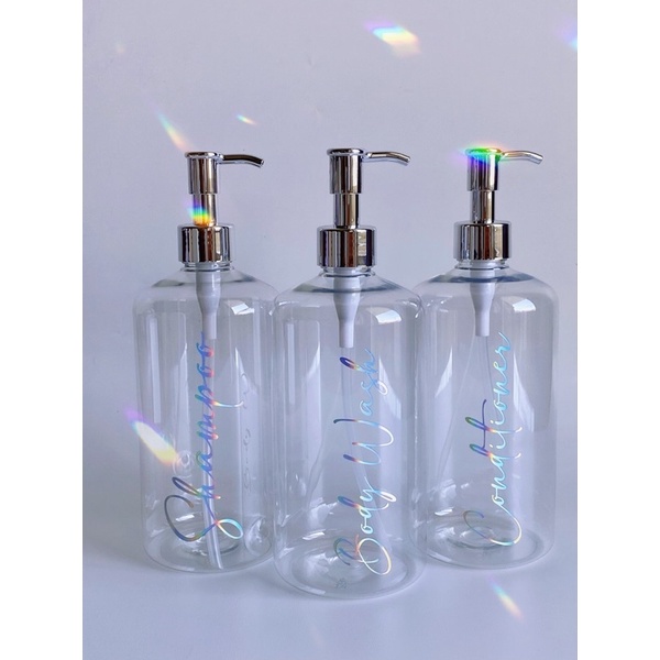 botol BENING 24 HOLO silver LUXURY . aesthetic bottle minimalist refill organizer tempat sabun cair pump estetik