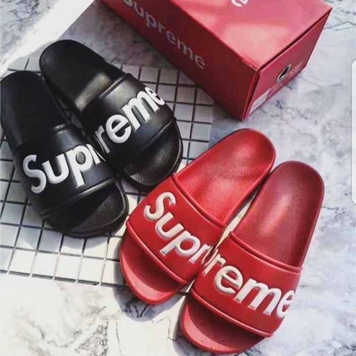 SALE SANDAL  SUPREME  WHITE AND BLACK PREMIUM ORSHOPEEINAL 