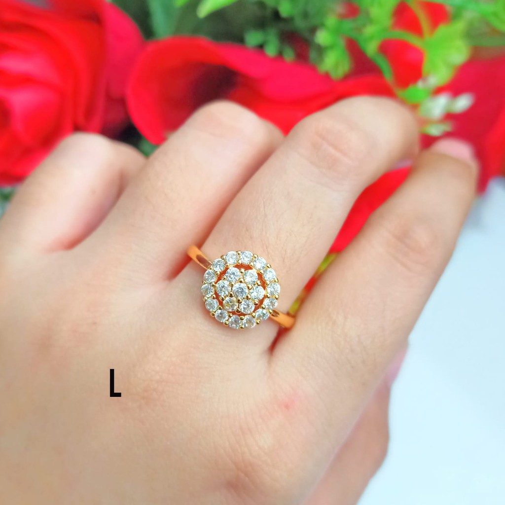 Cincin TITANIUM permata zircon varian motif,Gold perhiasan remaja logam emas | COD