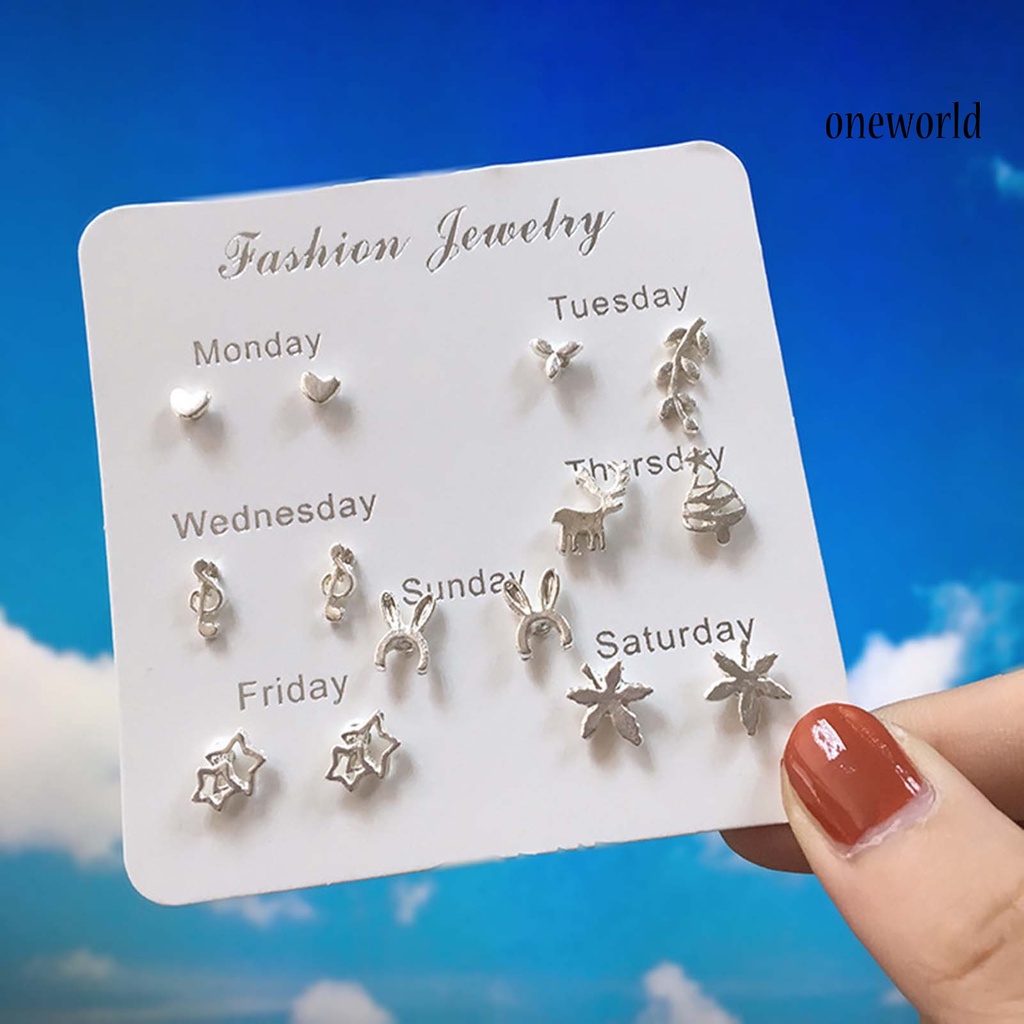 OW# Ear Stud Earring Week Theme Fashion Jewelry Cute Alloy Star Earring for Party